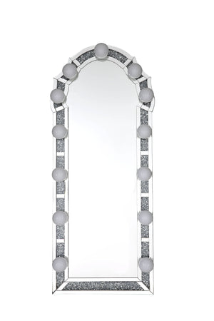 Noralie - Mirrored Faux Diamonds Floor Mirror - Silver by Couch.com