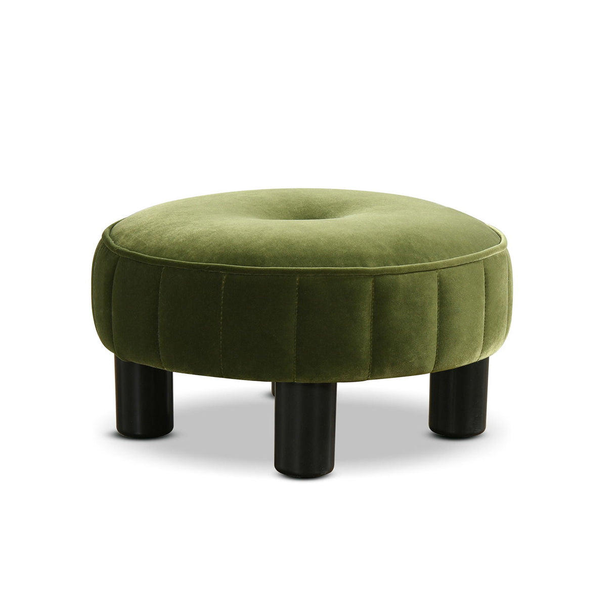 Riley - Round Footstool Ottoman - Olive Green by Couch.com