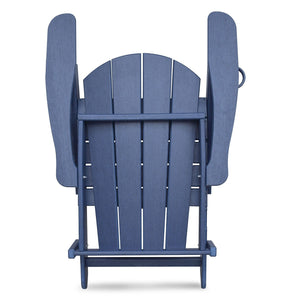 Folding Outdoor Adirondack Chair For Relaxing, Hdpe All-Weather Fire Pit Chair, Patio Lawn Chair For Outside Deck Garden Backyardf Balcony - Navy Blue by Couch.com