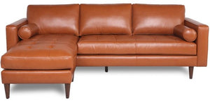 Mid-Century Tufted Leather Sectional With Reversible Chaise by Couch.com