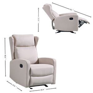 Rocking Recliner Chair For Living Room, Adjustable Modern Recliner Chair, Recliner Sofa With Lumbar Support, Classic And Traditional Recliner Chair With Comfortable Arm And Back Sofa Light Gray by Couch.com