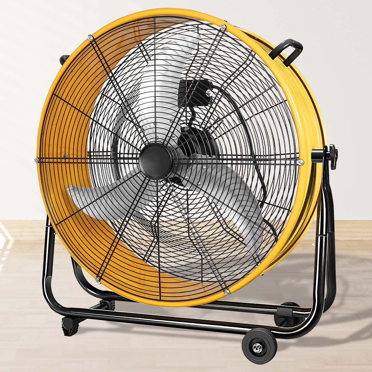 3 Speed Heavy Duty Metal Industrial Drum Fan, Air Circulation - Yellow by Couch.com