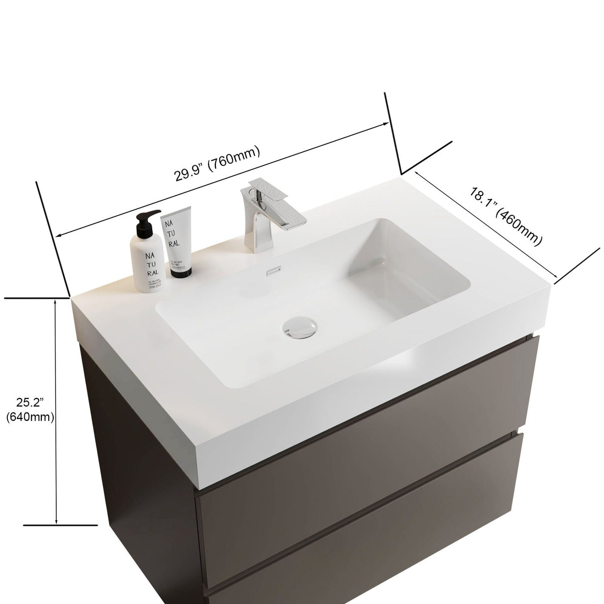 Alice - Bathroom Vanity With Sink, Large Storage Wall Mounted Floating Bathroom Vanity For Modern Bathroom, One-Piece Sink Basin Without Drain And Faucet by Couch.com