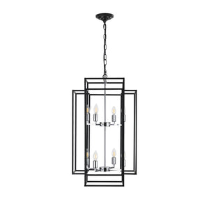 18' Modern 8-Light Black & Chrome Geometric Pendant Chandelier