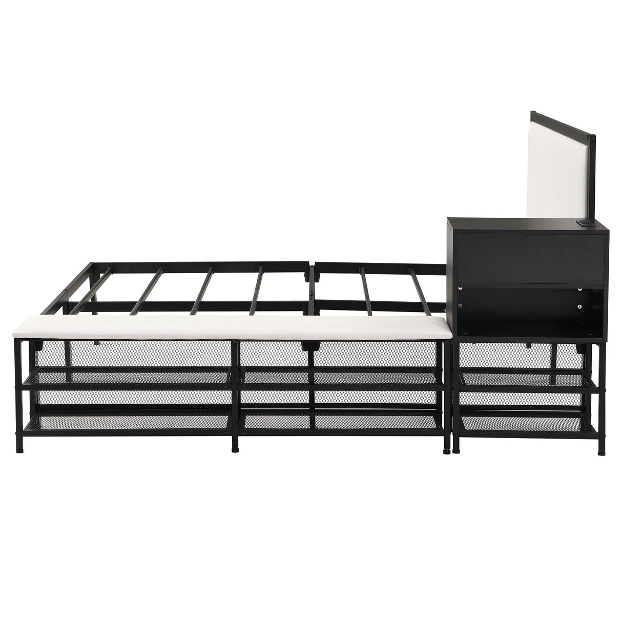Platform Bed With 2 Tier Storage Shelves, Storage Cabinet by Couch.com