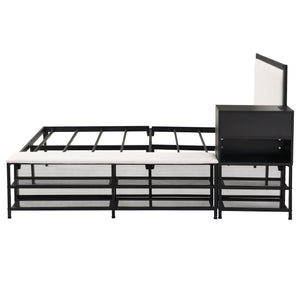 Platform Bed With 2 Tier Storage Shelves, Storage Cabinet by Couch.com