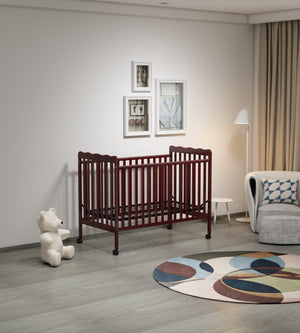 Crib 3 In 1 Convertible, Made Of Sustainable Pinewood, Non Toxic Finish, Comes With Locking Wheels, Wooden Nursery Furniture by Couch.com