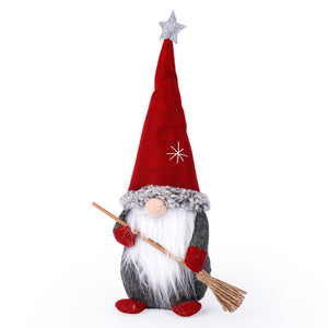 Cute Braids Faceless Plaid Hooded Forest Old Man Doll Home Plush Desktop Decoration