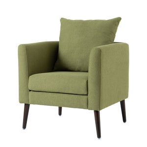 Barrel Chair, Modern Accent Chair, Fabric Armchair Club Chair, Upholstered Arm Chair With Solid Wood Legs, Waist Pillow, Padded Single Chair For Living Room / Bedroom / Study / Waiting Room - Olive Green by Couch.com