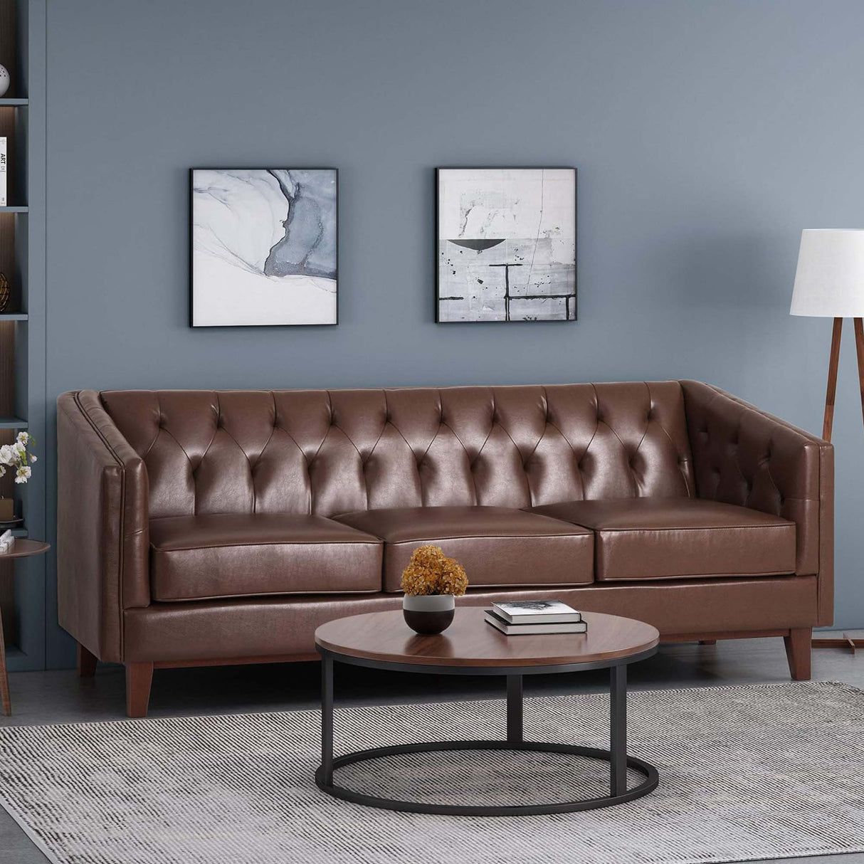 PU Sofa, Tufted Back, Solid Wood Legs, Living Room And Study by Couch.com
