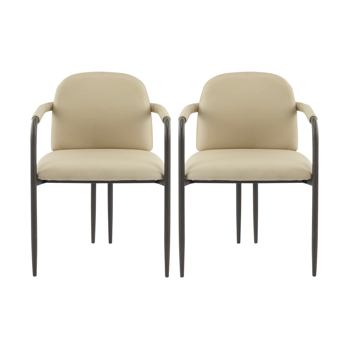 Modern Dining Chair Set of 2 with Iron Frame - Espresso / Khaki