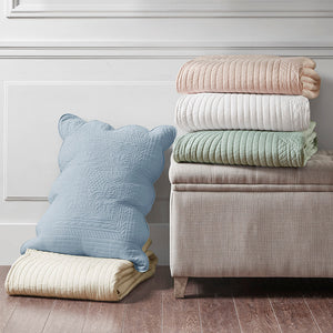 3 Piece Reversible Scalloped Edge Quilt Set White King/Cal King