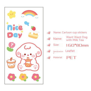Cute Bear Clear Water Cup Stickers Children's Cartoon Korean Journal Material Mobile Phone Cup Decoration