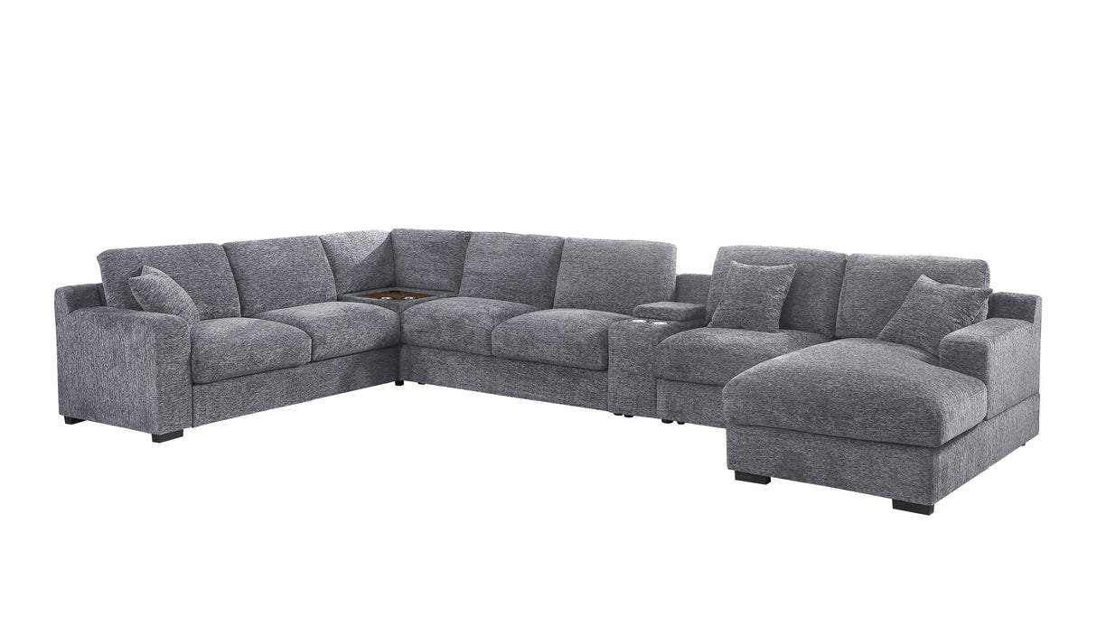 Celine - Chenille Fabric Corner Sectional Sofa With Right-Facing Chaise, Cupholders, And Charging Ports by Couch.com