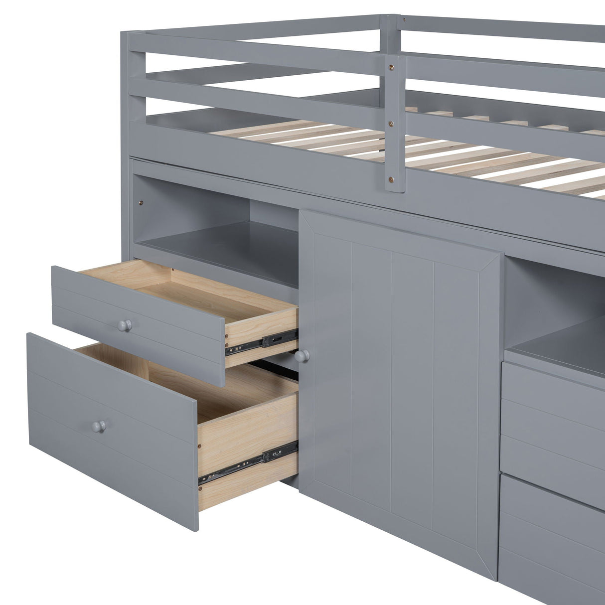 Loft Bed With 4 Drawers, Underneath Cabinet And Shelves by Couch.com