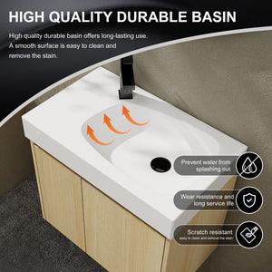 Modern Bathroom Vanity With Ceramic Basin, Wall Mounted Floating Sink Combo, Storage Cabinet by Couch.com