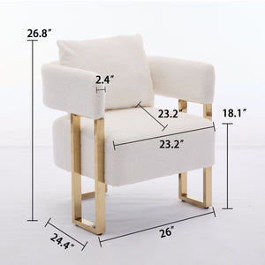 Modern Decorative Chair Teddy Fleece Upholstered And Metal Foot by Couch.com