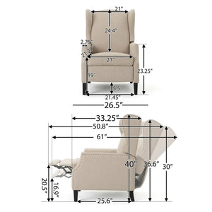 Westeros Wing Back Fabric Upholstered Recliner