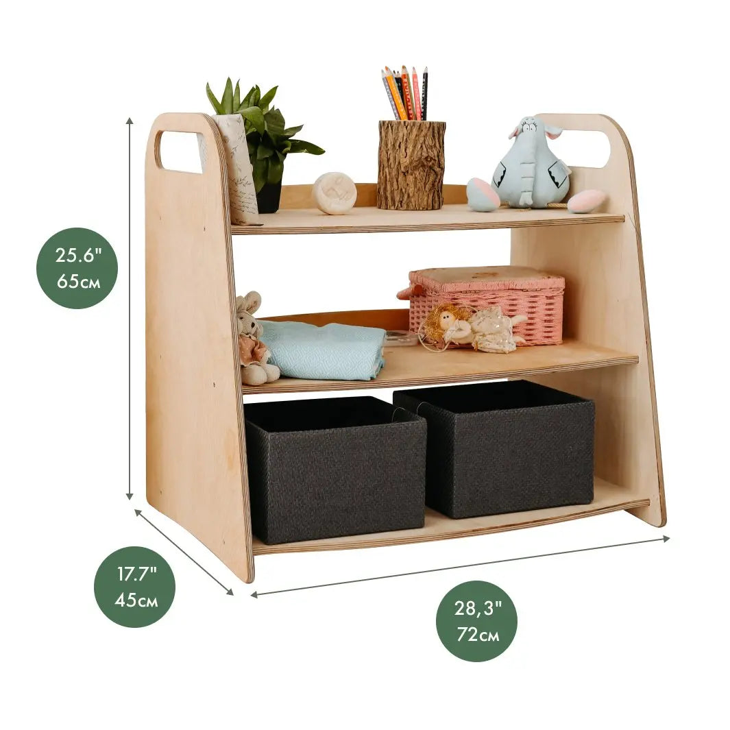 3in1 Montessori Shelf Set: Bookshelf, Toy Shelf & Lego Organizer