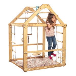 3in1 Wooden Playhouse with Swings and Seesaw