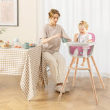 3-in-1 Convertible Wooden High Chair with Cushion-Gray
