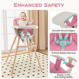 3-in-1 Convertible Wooden High Chair with Cushion-Gray