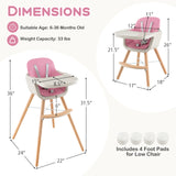 3-in-1 Convertible Wooden High Chair with Cushion-Gray