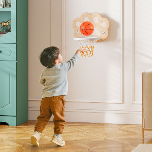 3 in 1 Kids Basketball Hoop with Basketball and Foldable Rim-Beige