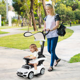 3-in-1 Ride on Push Car Mercedes-Benz Licensed Sliding Car with Canopy-Blue
