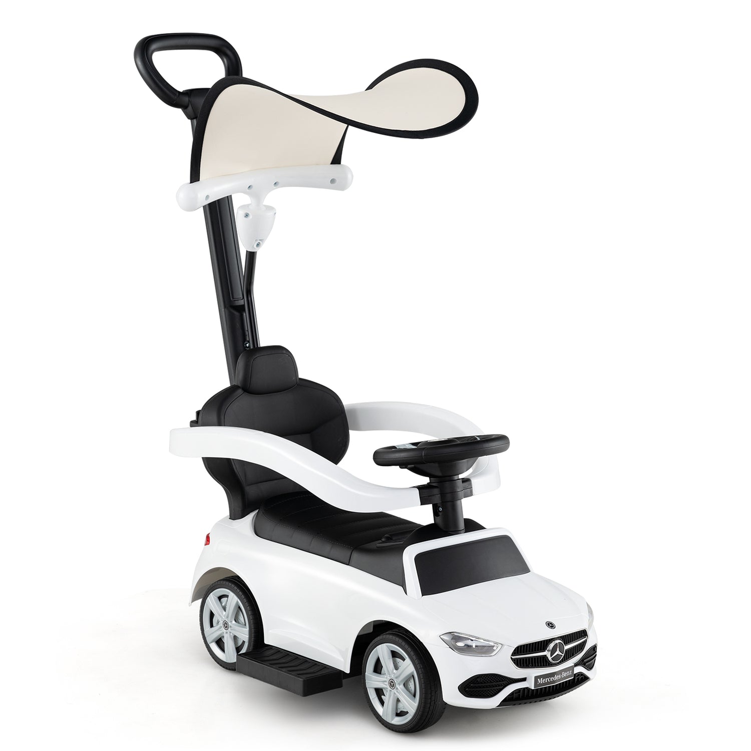 3-in-1 Ride on Push Car Mercedes-Benz Licensed Sliding Car with Canopy-Blue