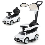 3-in-1 Ride on Push Car Mercedes-Benz Licensed Sliding Car with Canopy-Blue