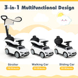 3-in-1 Ride on Push Car Mercedes-Benz Licensed Sliding Car with Canopy-Blue