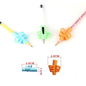 3Pcs/Set Soft Silica Pencil Grasp Two-Finger Gel Pen Grips Children Writing Training Correction Tool Pens Holding for Kids Gifts Children's School Supplies Triangular Correction Children's Writing Tool