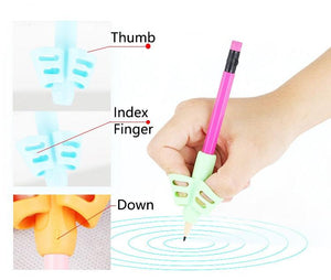 3Pcs/Set Soft Silica Pencil Grasp Two-Finger Gel Pen Grips Children Writing Training Correction Tool Pens Holding for Kids Gifts Children's School Supplies Triangular Correction Children's Writing Tool