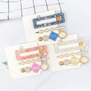 3PCS/Set Women Girls Hair Clips Square Round Pearls Hairpins Headband Barrettes Fashion Hair Clip Hairpins for Women Girls Headwear Styling Tools