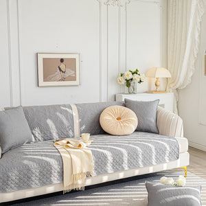 Cotton Quilted Sofa Cover, Non-Slip Couch Protector Fits Backrest, Seat & Armrest