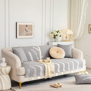 Cotton Quilted Sofa Cover, Non-Slip Couch Protector Fits Backrest, Seat & Armrest