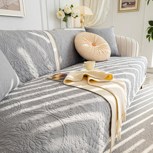 Cotton Quilted Sofa Cover, Non-Slip Couch Protector Fits Backrest, Seat & Armrest