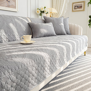 Cotton Quilted Sofa Cover, Non-Slip Couch Protector Fits Backrest, Seat & Armrest