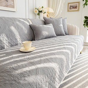 Cotton Quilted Sofa Cover, Non-Slip Couch Protector Fits Backrest, Seat & Armrest