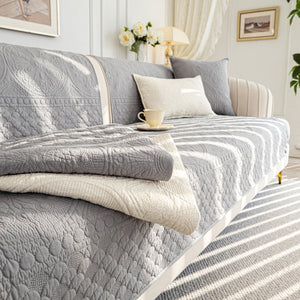 Cotton Quilted Sofa Cover, Non-Slip Couch Protector Fits Backrest, Seat & Armrest