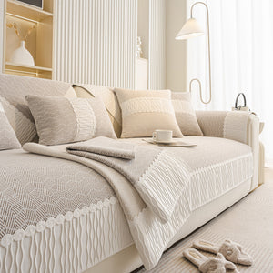 Herringbone Sofa Protector Cover, Non-Slip Couch Cover for Seat, Back & Arms