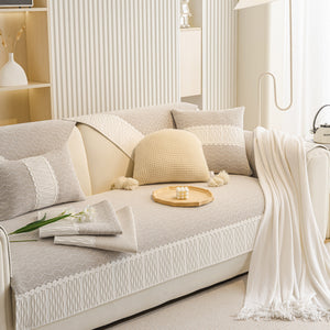 Herringbone Sofa Protector Cover, Non-Slip Couch Cover for Seat, Back & Arms