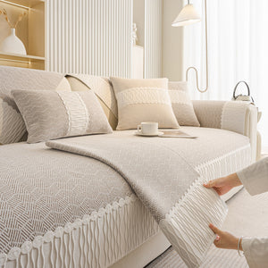 Herringbone Sofa Protector Cover, Non-Slip Couch Cover for Seat, Back & Arms