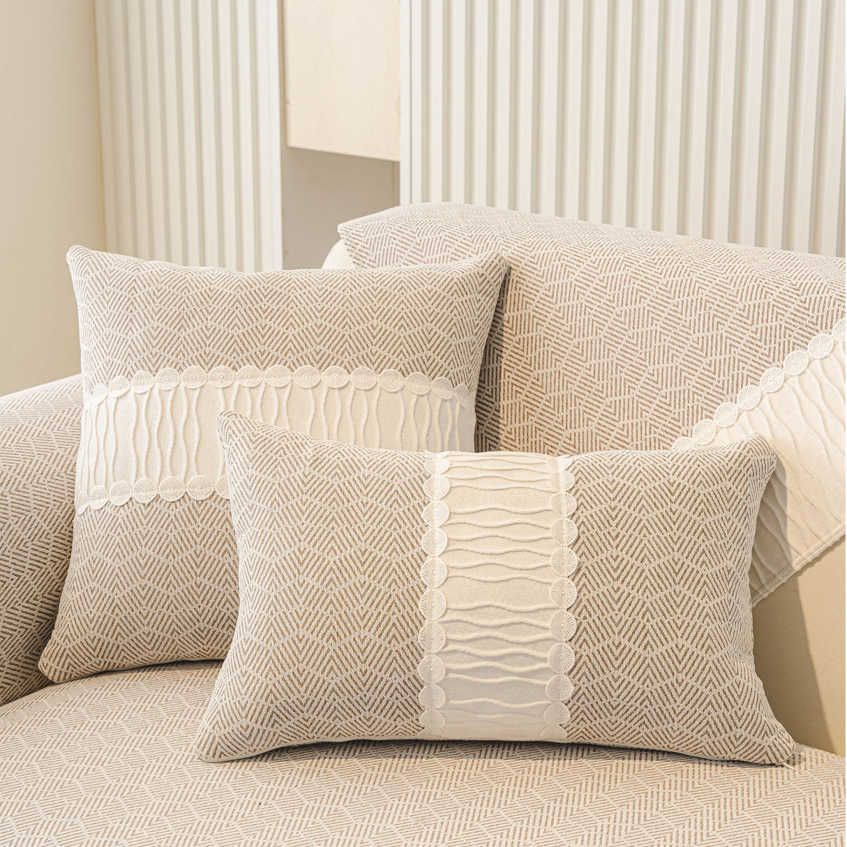 Herringbone Sofa Protector Cover, Non-Slip Couch Cover for Seat, Back & Arms