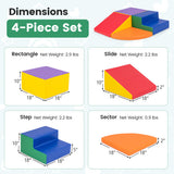 4-Piece Climb and Crawl Foam Block Play Set for Infant Baby-Red