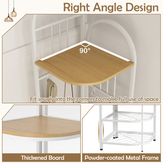 4-Tier Coat Rack Corner Hall Tree with Shoe Storage Bench-Natural
