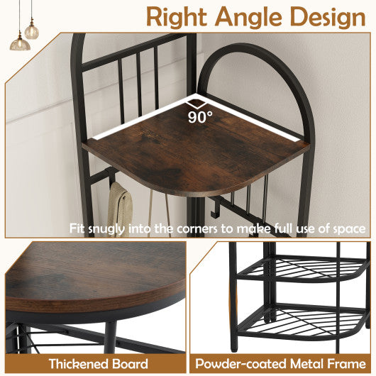 4-Tier Coat Rack Corner Hall Tree with Shoe Storage Bench-Rustic Brown