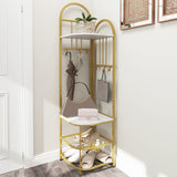 4-Tier Coat Rack Corner Hall Tree with Shoe Storage Bench-White