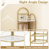 4-Tier Coat Rack Corner Hall Tree with Shoe Storage Bench-White